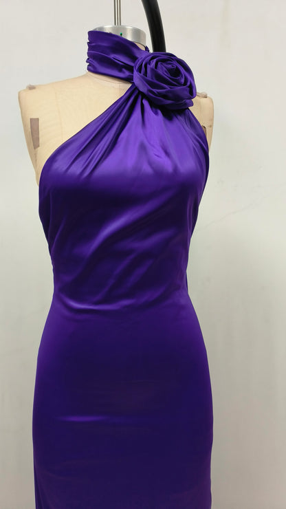 One Shoulder Floral Maxi Dress Purple HV1771