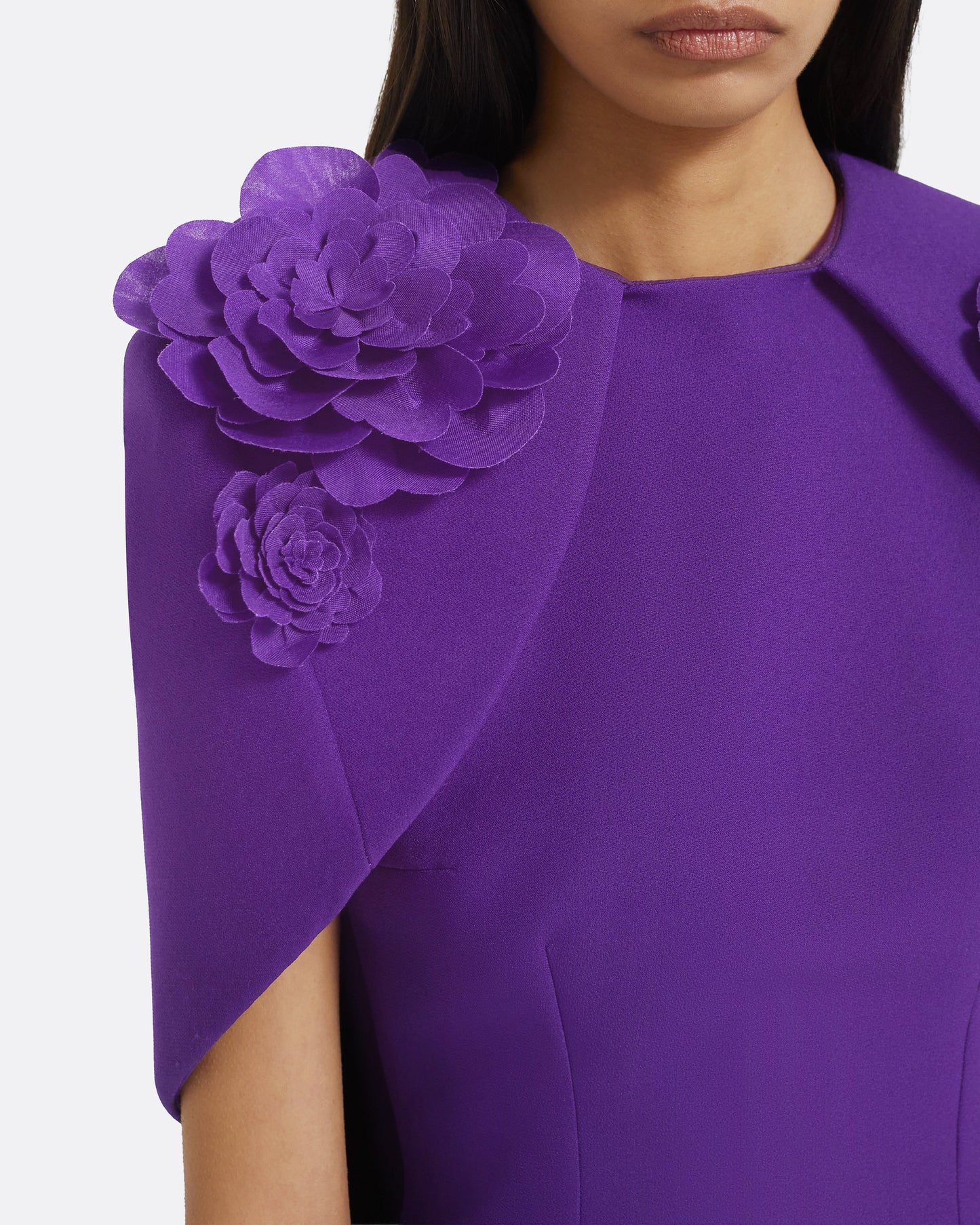 Floral Detail Cape Maxi Dress Purple HV2935