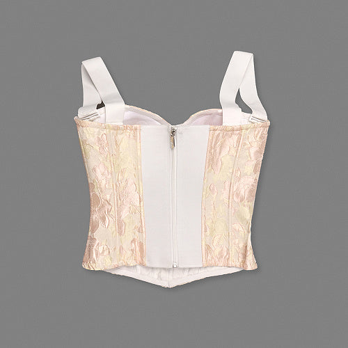 Floral Structured Bustier Top Pink White HV3037