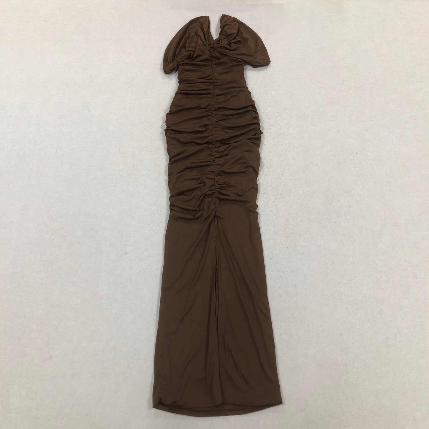 Draped Bardot Maxi Dress Brown HV2354