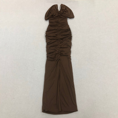 Draped Bardot Maxi Dress Brown HV2354