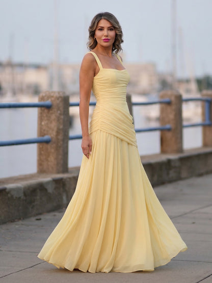 Halter Draped Detail Corset A Line Maxi Dress Yellow HV2962