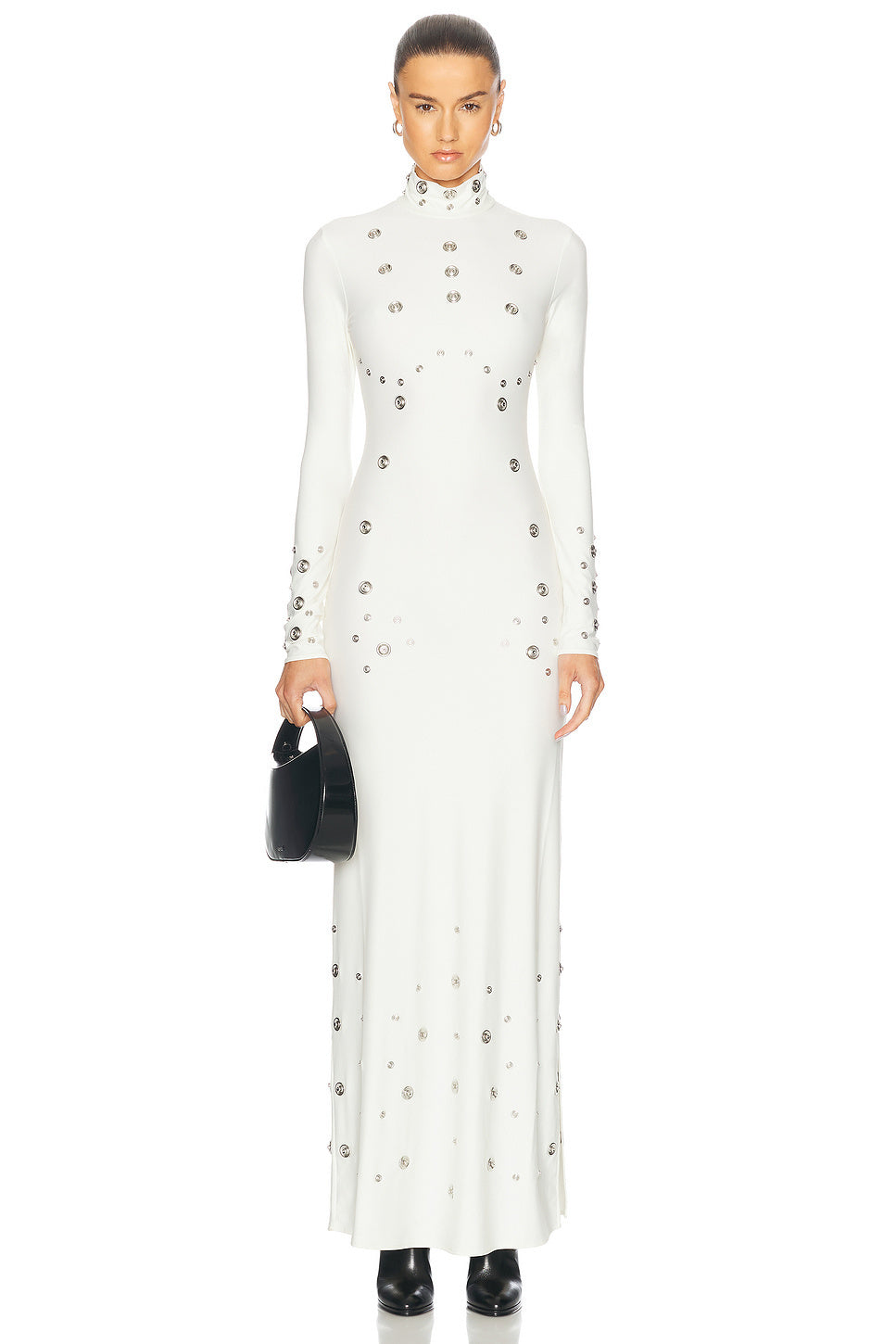 Long Sleeve Studded Maxi Dress White HV2621