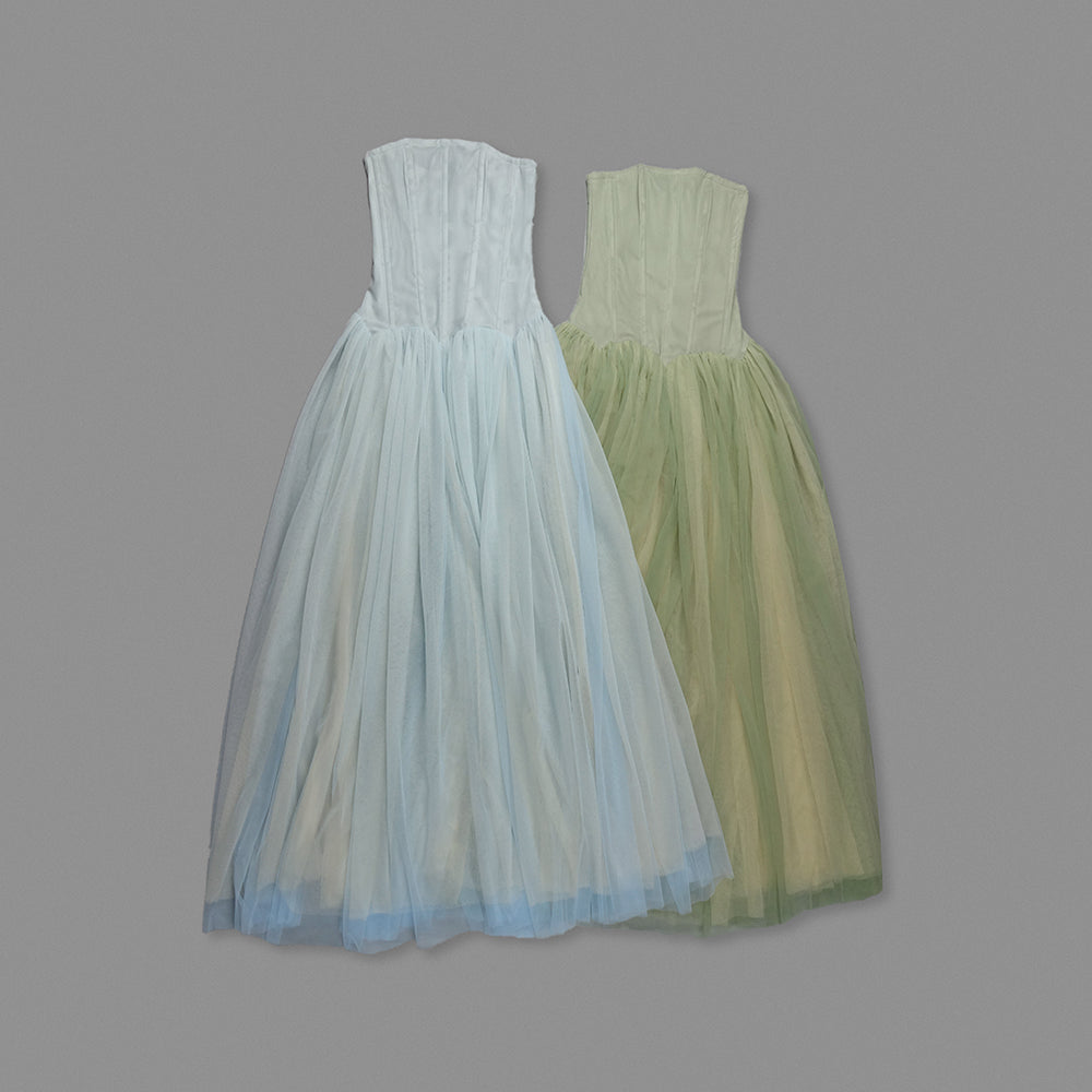 Strapless A Line Maxi Dress Blue HV0086