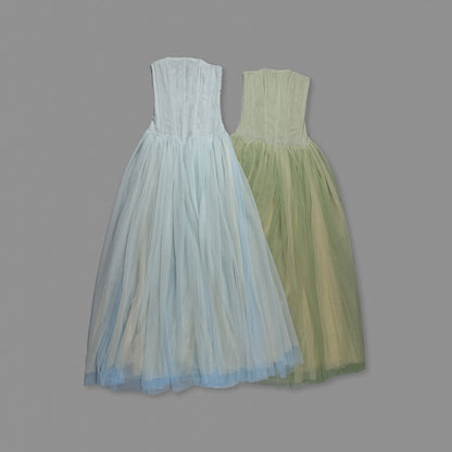 Strapless A Line Maxi Dress Blue HV0086