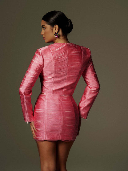 Long Sleeve Suit Hot Pink HV2889