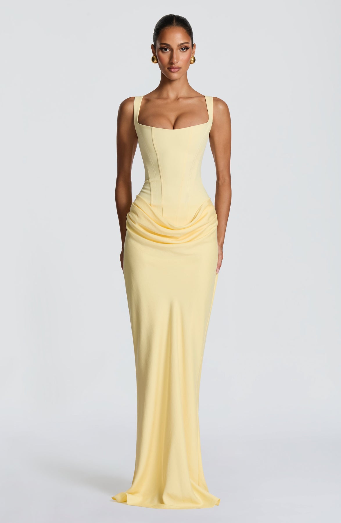Draped Corset Maxi Dress Light Blue HV0071