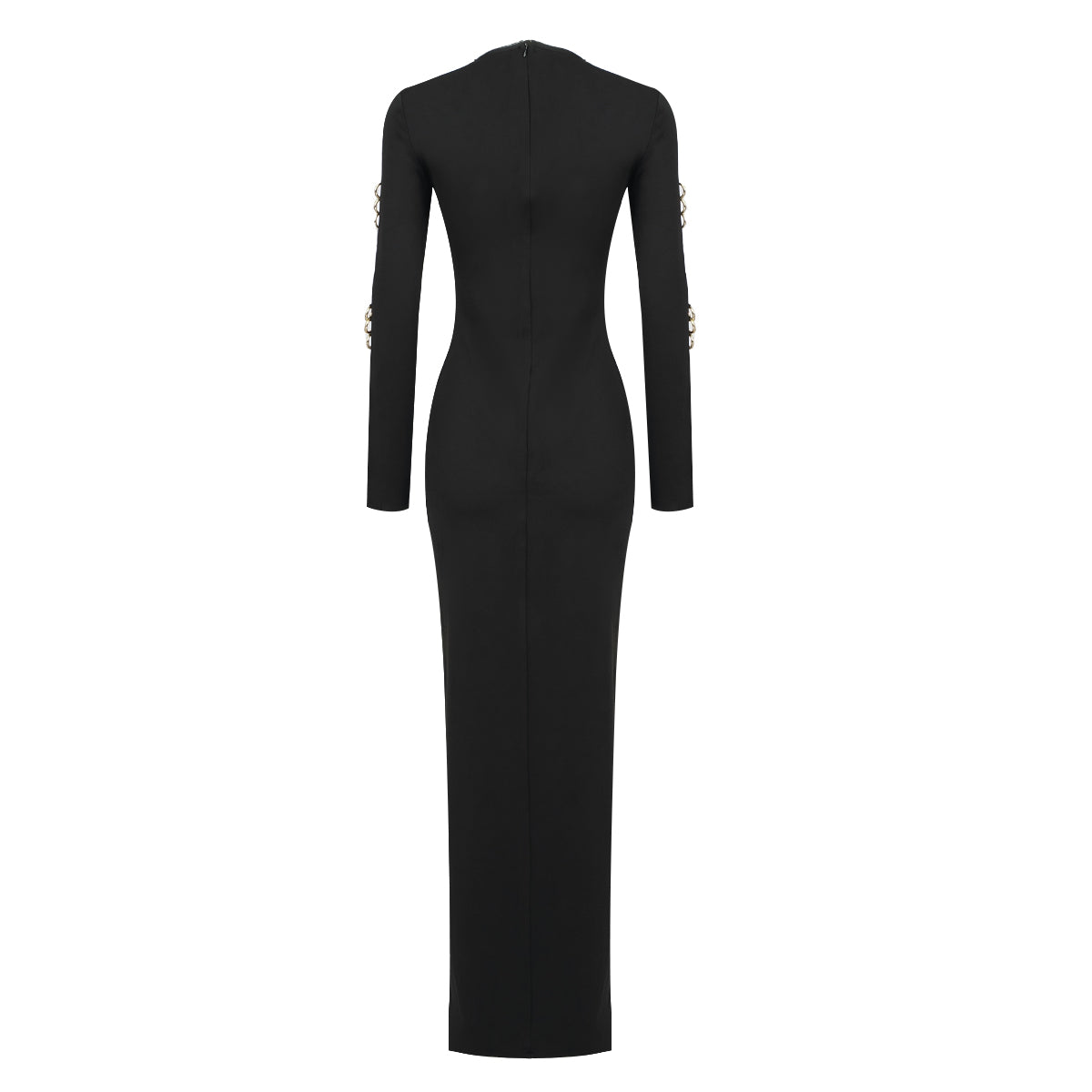 Long Sleeve Embellished Maxi Dress Black