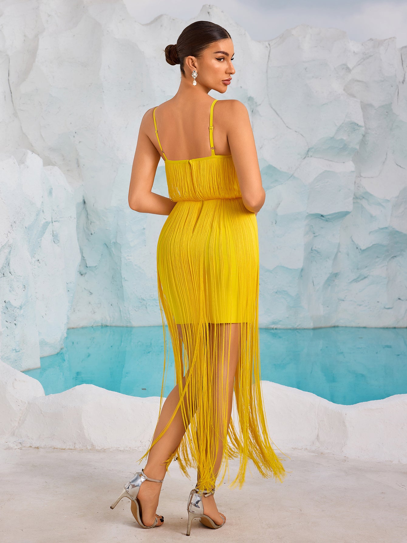 Bustier Tassel Maxi Dress Yellow HV2448