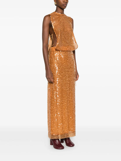 Sequin Maxi Dress Orange HV0014