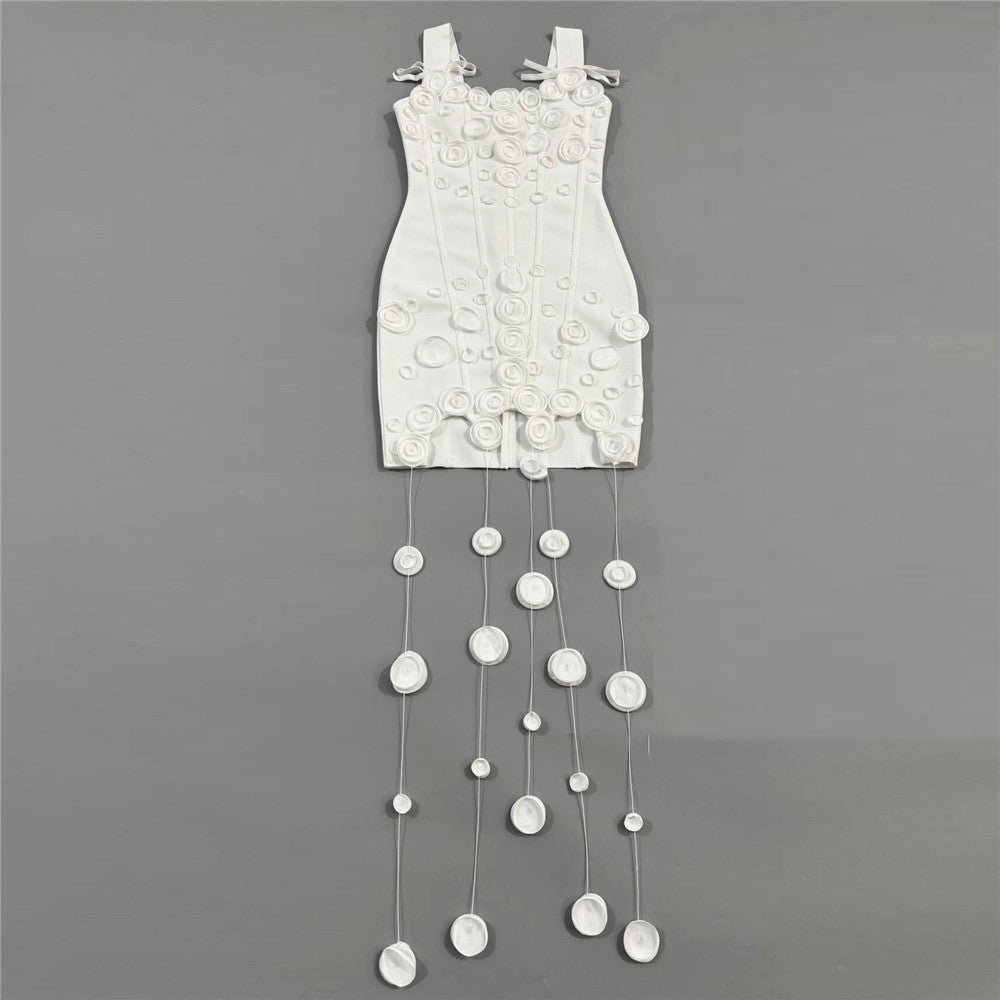 String Detail Structured Dress White HV3097