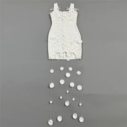String Detail Structured Dress White HV3097