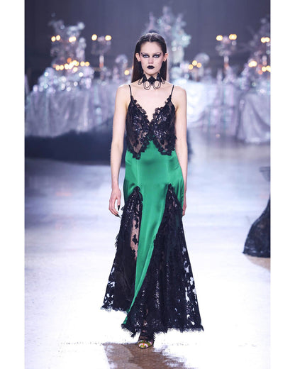 Sequined Lace A Line Maxi Dress HV9854