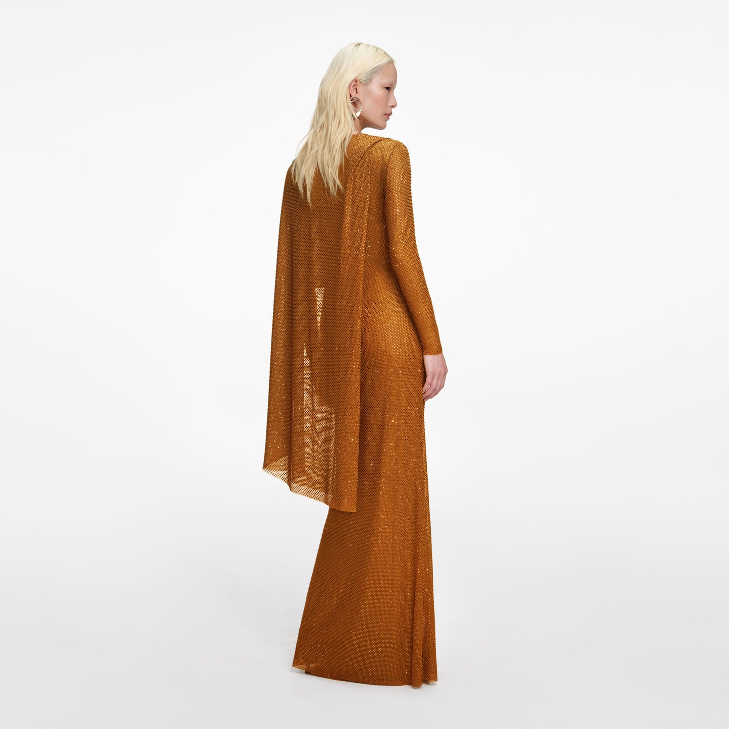 Long Sleeve Sparkly Maxi Dress Orange HV2796