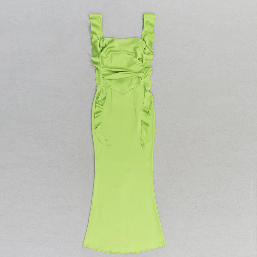 Ruffle Draped Maxi Dress Green HV9607