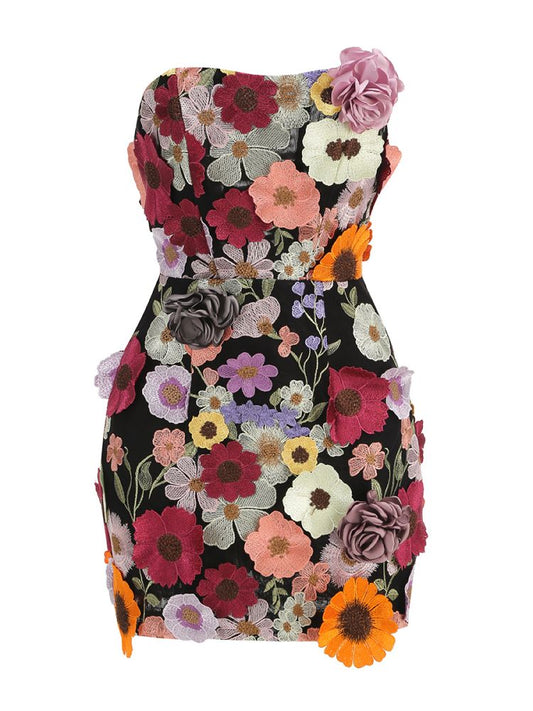 Strapless Floral Corset Dress