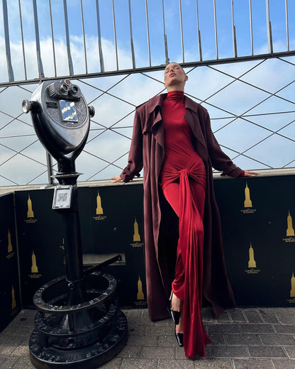 Long Sleeve Ruched Detail Maxi Dress