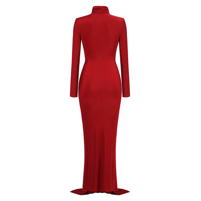 Long Sleeve Ruched Detail Maxi Dress