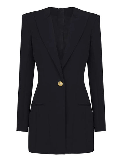 Long Sleeve Concealed Pocket Blazer Dress