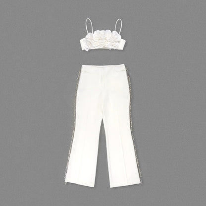 Floral Detail Two Piece Jumpsuit White HV2634