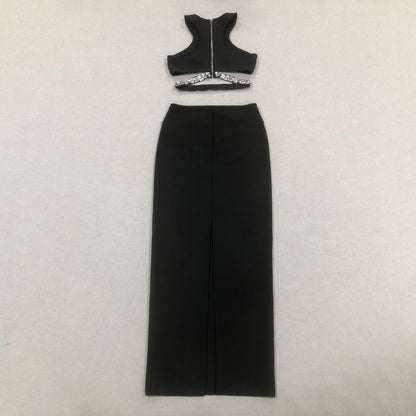 Crystal Overlay Maxi Dress Black HV