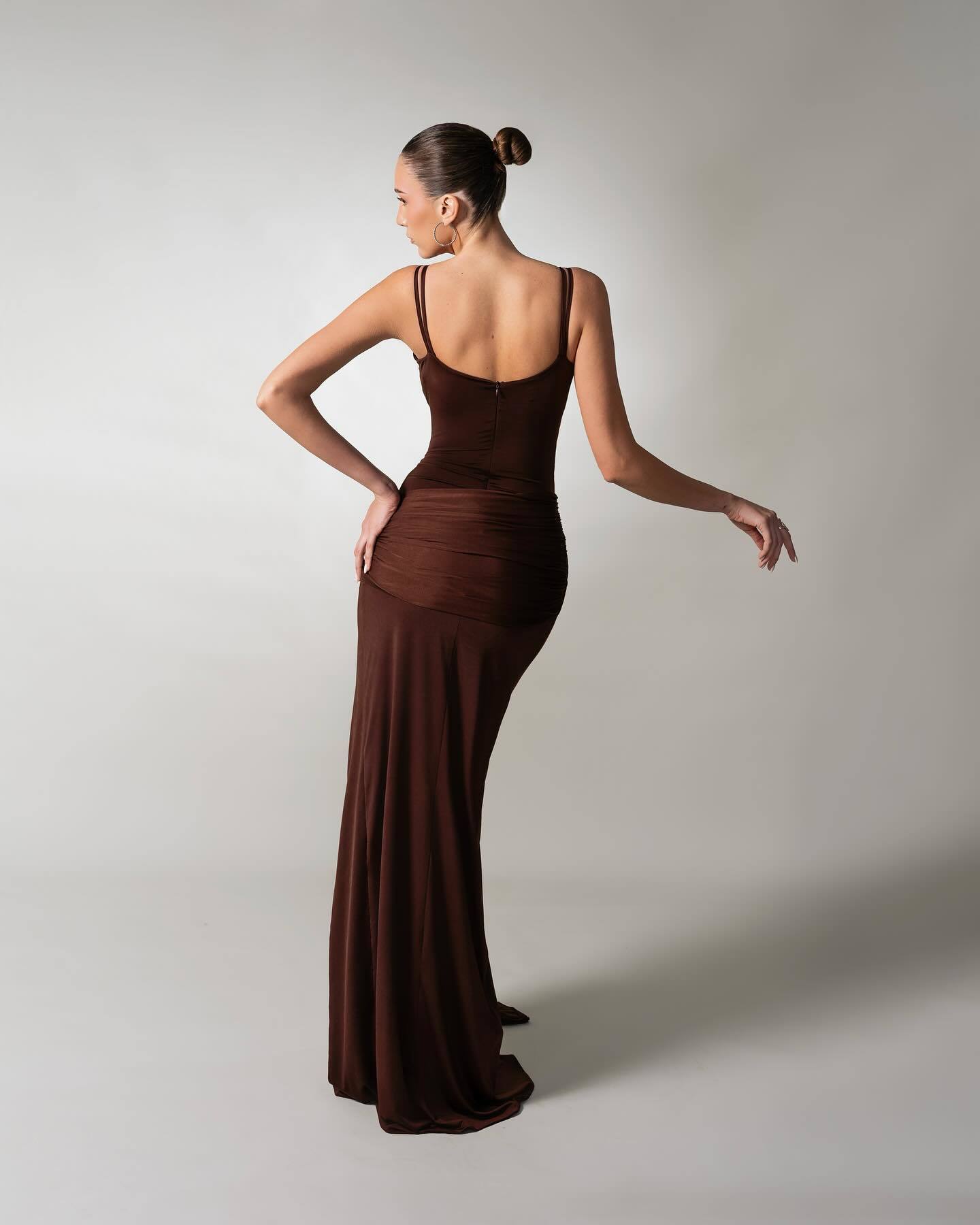 Draped Maxi Dress Brown HV2647
