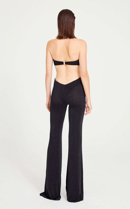 Halter Floral Jumpsuit Black Gold HV1638