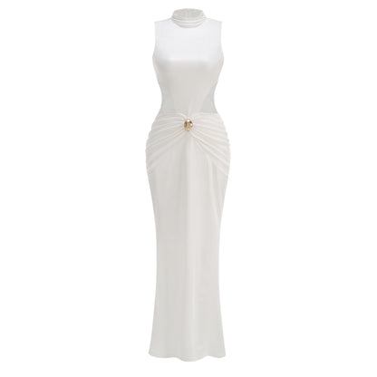 Draped Detail Maxi Dress White HV2885