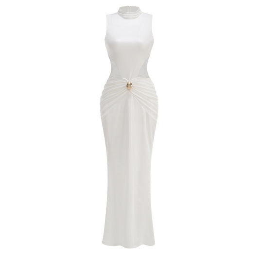 Draped Detail Maxi Dress White HV2885