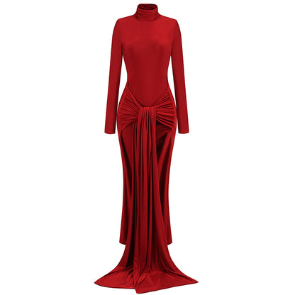 Long Sleeve Ruched Detail Maxi Dress