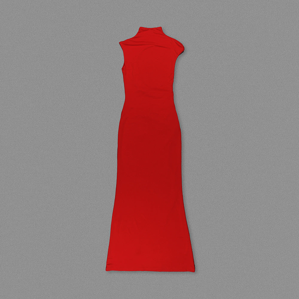 Draped Backless Maxi Dress Red HV0063