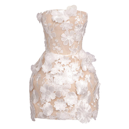 Strapless Floral Corset Dress White HV1639