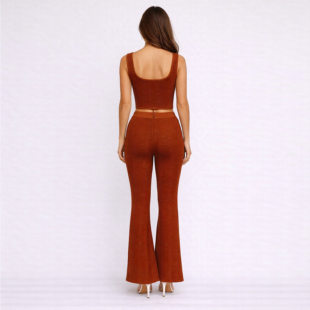 Ribbed Two Piece Jumpsuit Rust HV2881