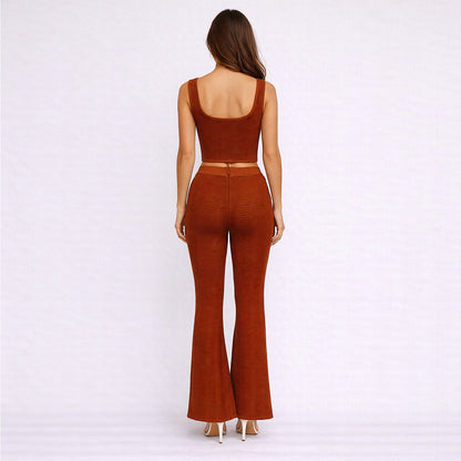 Ribbed Two Piece Jumpsuit Rust HV2881