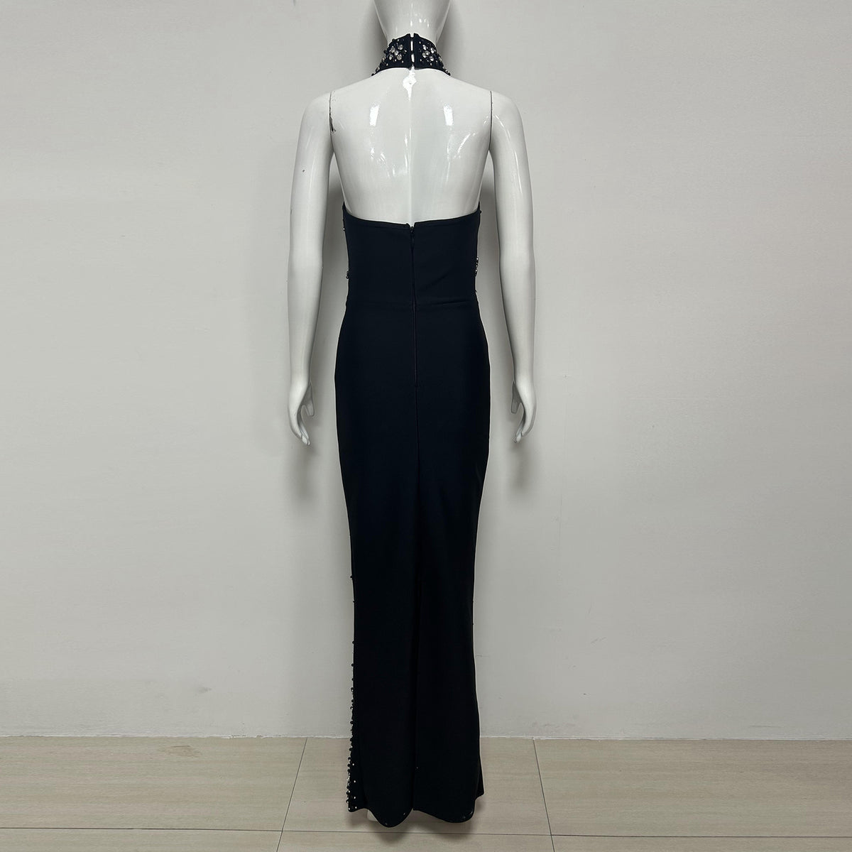 Halter Crystal Cut Out Maxi Dress HV3082