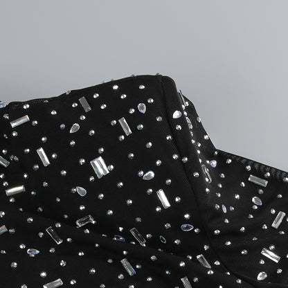 Long Sleeve Embellished Mermaid Dress Black HV1750