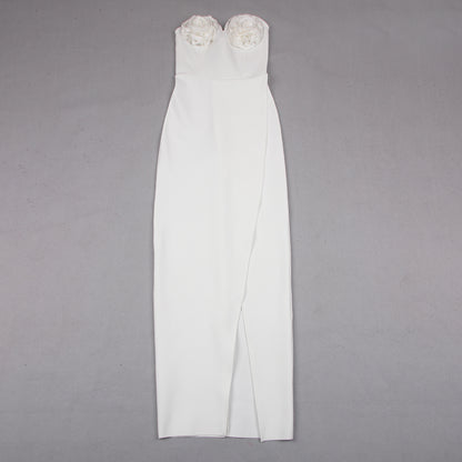 Strapless Rose Bustier Maxi Dress  HV9592