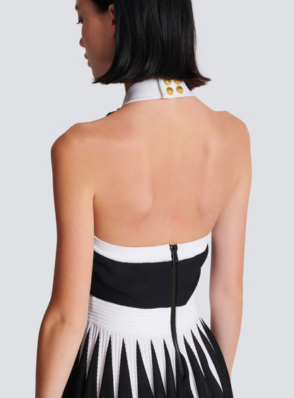 Halter Flower Detail A Line Black White HV1375