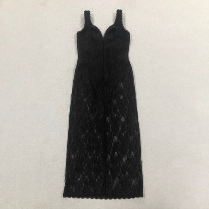 Scalloped Lace Midi Dress Black HV2627