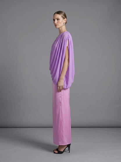 One Shoulder Bubble Maxi Dress Lavender HV3090