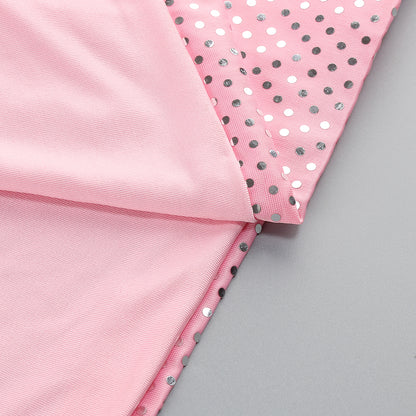 Silver Polka Dot Bustier Maxi Dress Pink HV1746