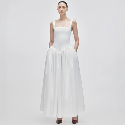 Structured A Line Maxi Dress White HV0162