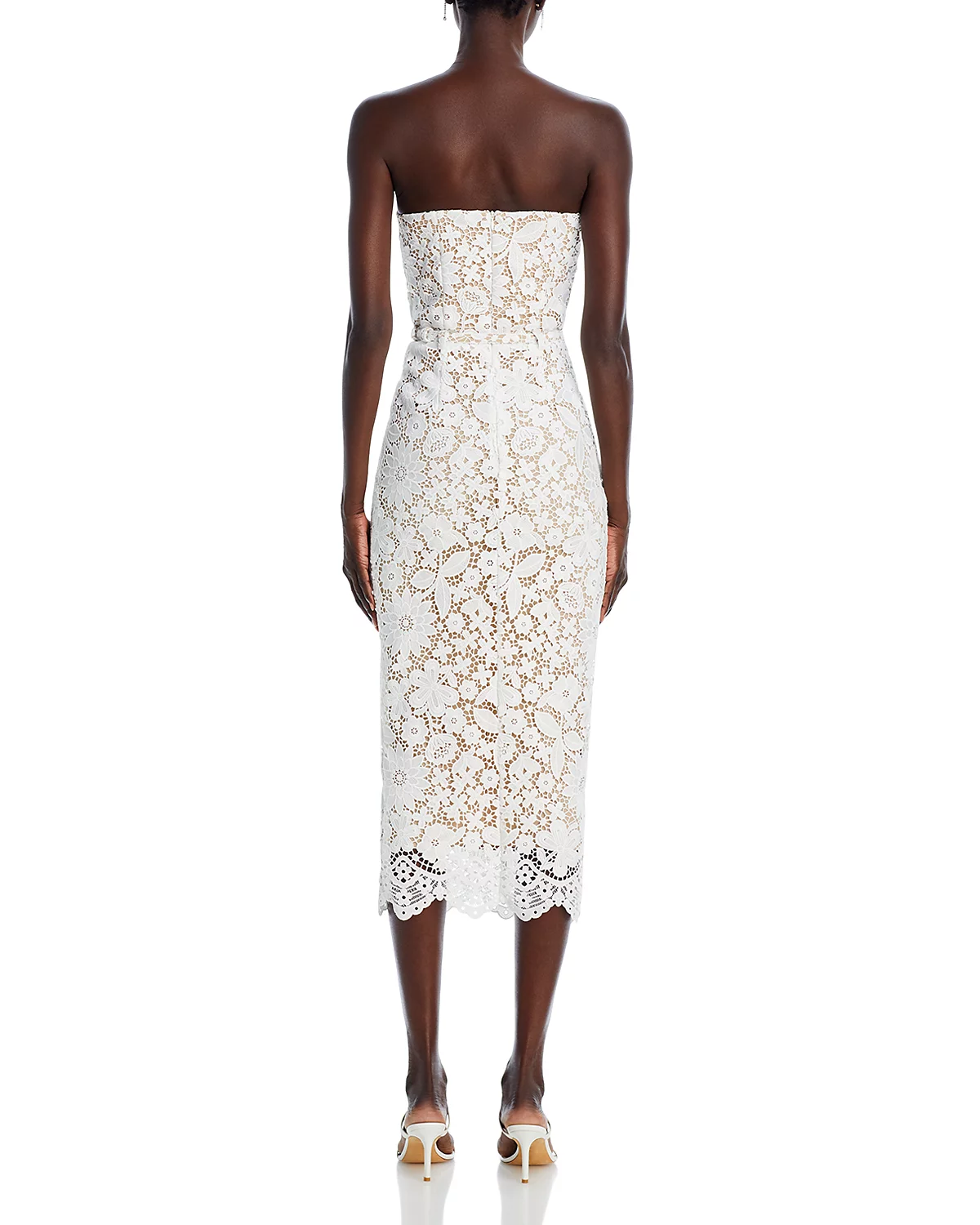 Strapless Floral Crochet Midi Dress White HV1778