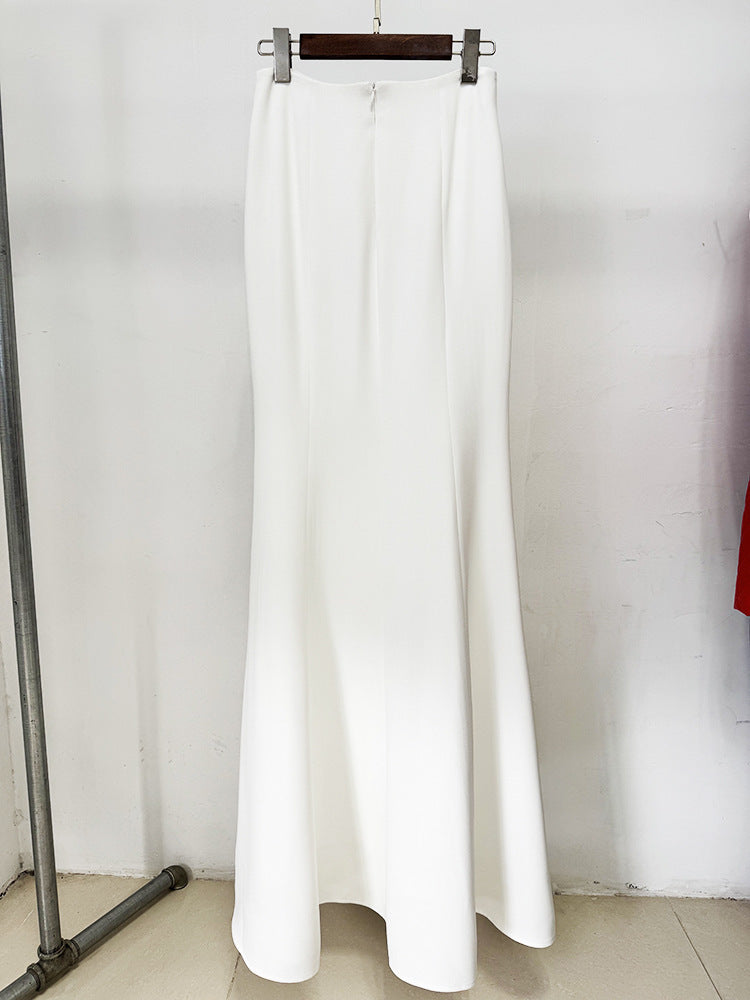 Crystal Flower Detail Two Piece Maxi Dress White HV2710