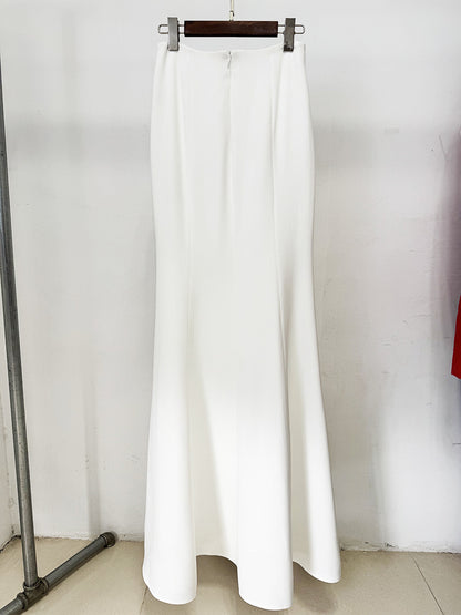 Crystal Flower Detail Two Piece Maxi Dress White HV2710