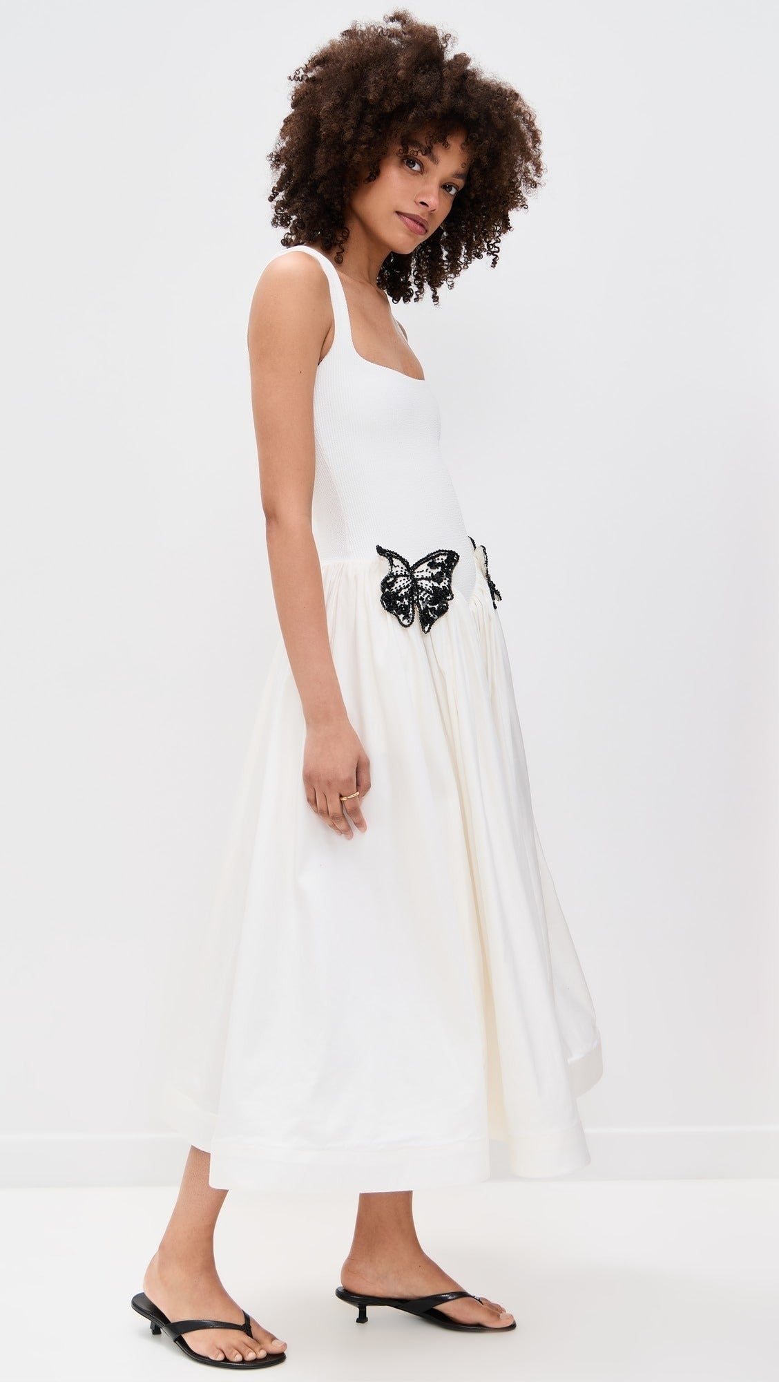 Butterfly Detail A Line Midi Dress White HV2639