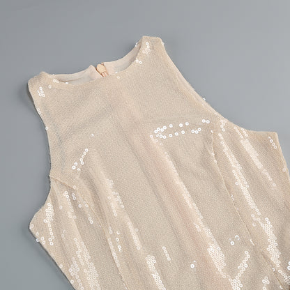 Sequin Maxi Dress Nude Black HV2087