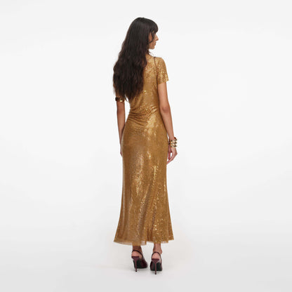 Short Sleeve Embellished Maxi Dress HV2821