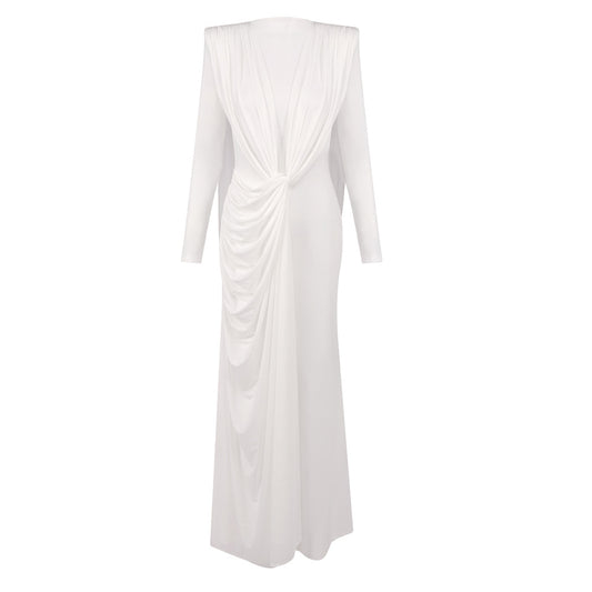 Long Sleeve Draped Design Maxi Dress HV0065