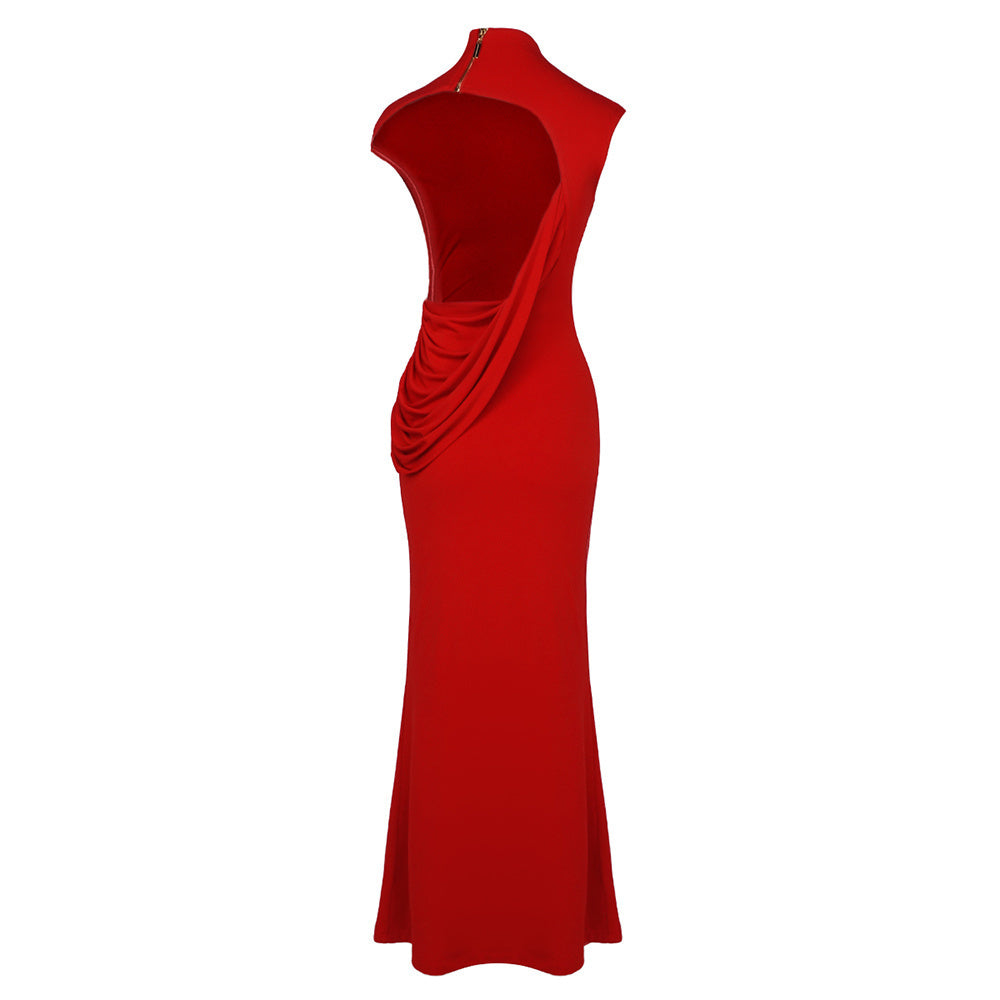Draped Backless Maxi Dress Red HV0063